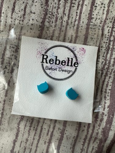 Kicsi cicás fülbevaló - türkiz