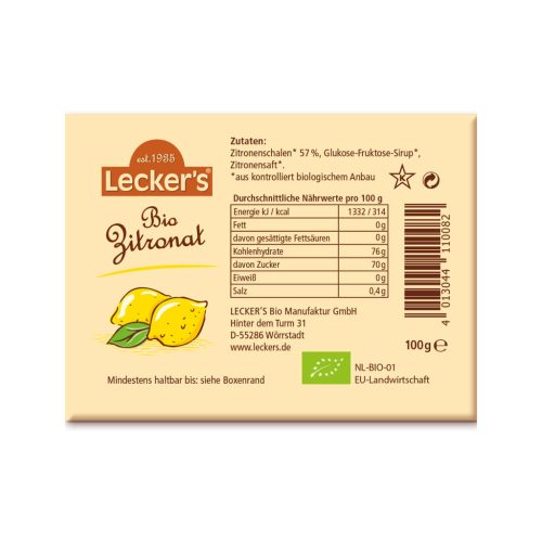 Lecker s Citrom kandírozott - bio - 100g