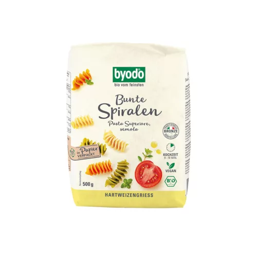 Byodo Spirál, színes semola tészta - bio -  500g