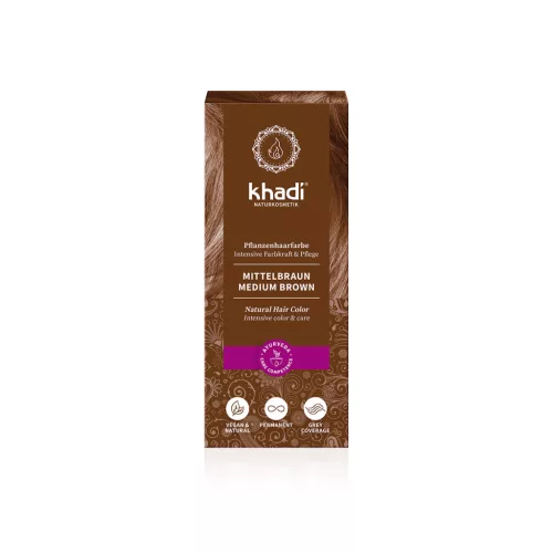 Khadi Középbarna növényi hajfesték por - 100g