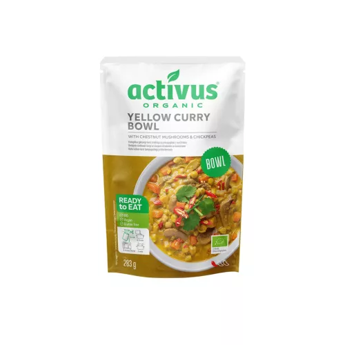 Activus Sárga curry tál csiperke gombával és csicseriborsóval - bio - 283g