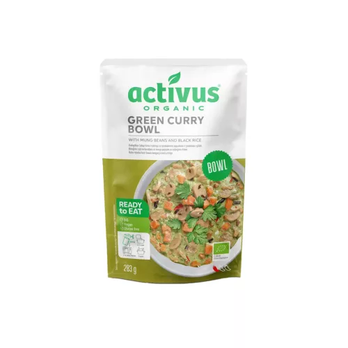 Activus Zöld curry tál mungóbabbal és fekete rizzsel - bio - 283g