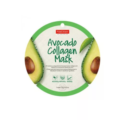 PureDerm Avokádós kollagénes fátyolmaszk - 1db