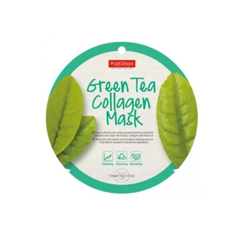 PureDerm Zöld teás kollagénes fátyolmaszk - 1db