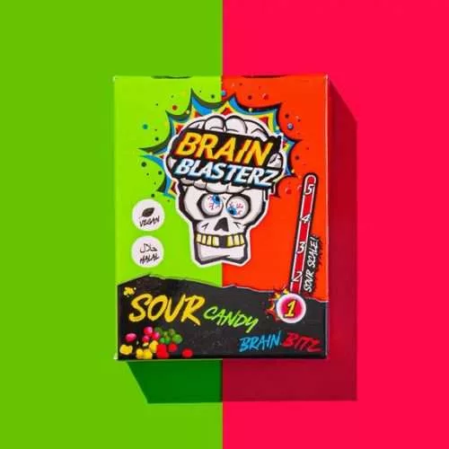 Brain Blasterz Bitz alma-eper ízű savanyú keménycukorka 45g