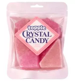 Toppie Crystal candy Rose Quartz Strawberry eper ízű cukor 80g