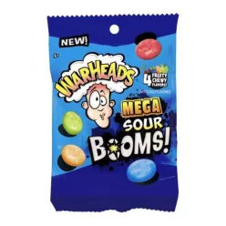   Warheads Mega Sour Booms 4 Fruity gyümölcs ízű savanyú cukorka 71g