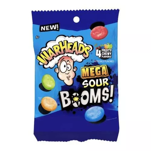 Warheads Mega Sour Booms 4 Fruity gyümölcs ízű savanyú cukorka 71g