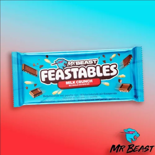 MrBeast Feastables Milk Crunch puffasztott rizses ropogós csokoládé 60g