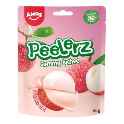   Amos Peelerz Gummy Lychee licsi ízű hámozható gumicukor 65g