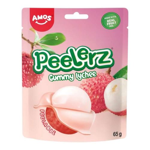 Amos Peelerz Gummy Lychee licsi ízű hámozható gumicukor 65g