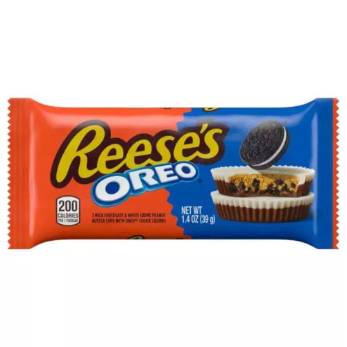 Reeses Oreo Peanut Butter Cups kekszdarabokkal töltött mogyoróvajas csokoládé falat 39g