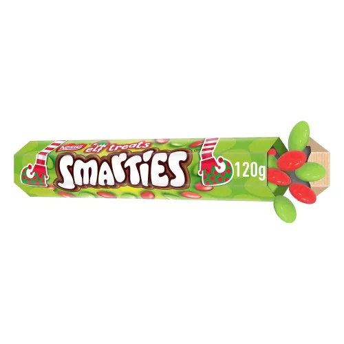 Smarties Elf Treats tejcsokoládés karácsonyi drazsék 120g  Szavatossági idő: 2026-06-30