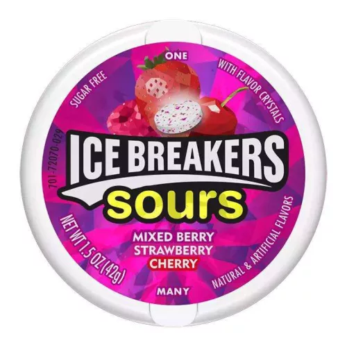 Hersheys Ice Breakers Sugar Free Mixed Berry savanyú bogyós gyümölcs ízű cukorka 42g