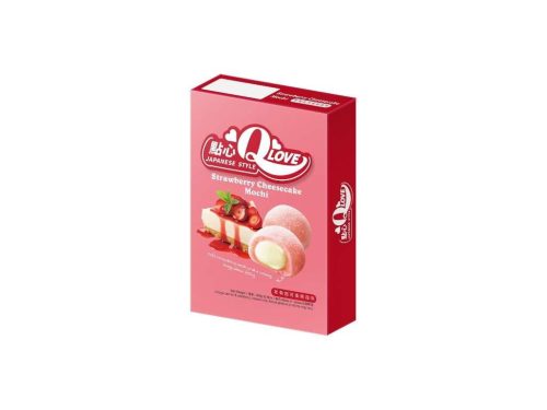 QLove Strawberry Cheesecake Deluxe epres sajttorta ízű Mochi 180g