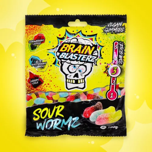 Brain Blasterz Sour Wormz Savanyú gumicukor 100g