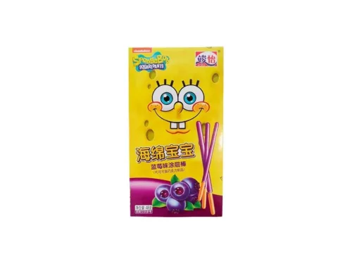 Junyi SpongeBob Blueberry Coated Sticks áfonyás ropi 48g