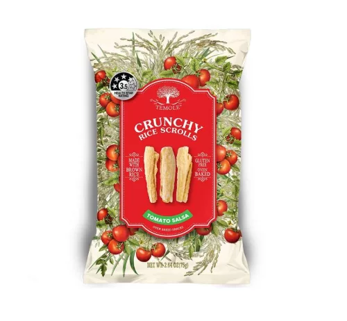 TEMOLE Crunchy Rice Scrolls Tomato Salsa Ropogós rizstekercs – paradicsomos salsa ízű 75g