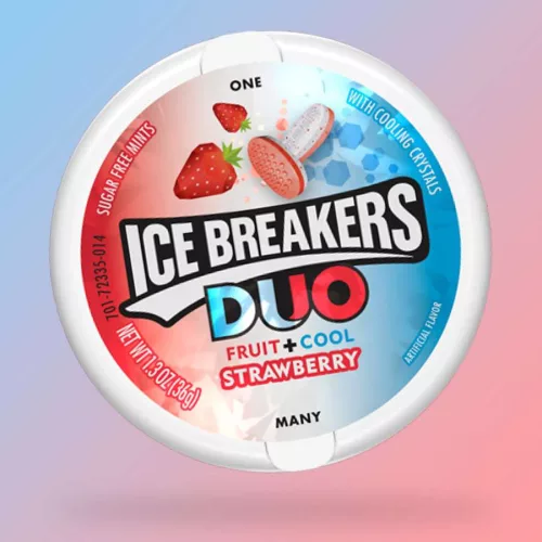 Ice Breakers Duo Strawberry Sugar Free eper ízű mentolos cukorka 36g