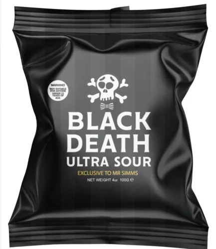 Mr Simms Black Death Ultra Sour citromos ultra savanyú cukor 100g