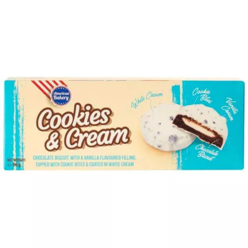 AB Cookies and Cream vaníliás tejbevonatos keksz 96g