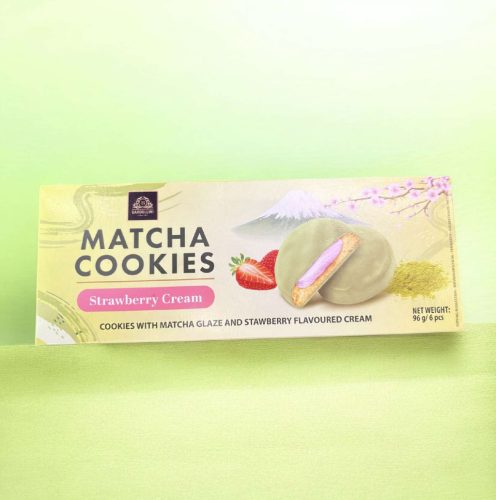 Matcha Cookies Strawberry Cream eper krémes matha bevonatos keksz 96g