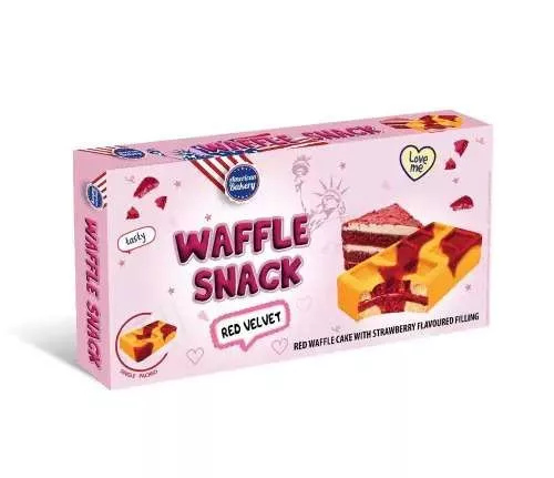 AB Waffle Snack Red Velvet vörös bársony torta ízű gofri 135g