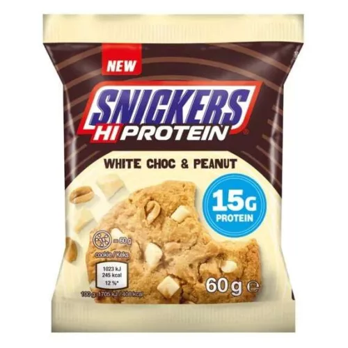 Snickers HiProtein Cookie fehércsokoládés-mogyorós magas fehérjetartalmú sütemény 60g