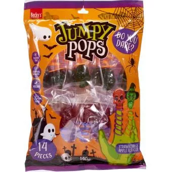 Halloween Jumpy Pops nyalóka csomag ujjra húzható spirál szárral 140g