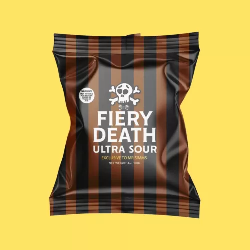 Mr Simms Fiery Death Ultra Sour chilis ultra savanyú cukor 100g