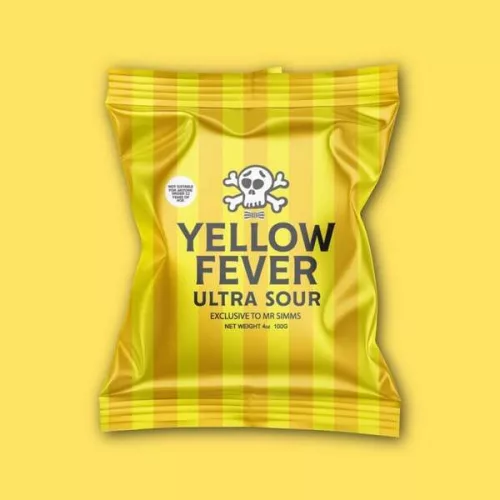 Mr Simms Yellow Fever Ultra Sour ananász ízű ultra savanyú cukor 100g
