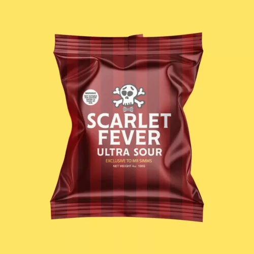Mr Simms Scarlet Fever Ultra Sour cseresznye ízű ultra savanyú cukor 100g