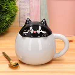 Fedeles kerámia bögre - kukucskáló cica