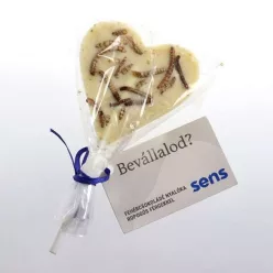 Sens szív formájú fehér csokoládé kukacokkal 30g