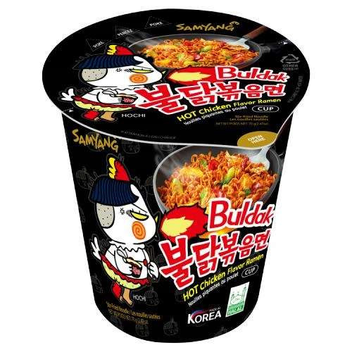 Samyang Buldak Hot Chicken Spicy Ramen Csípős csirke ízű ramen tészta pohárban - fekete 70g