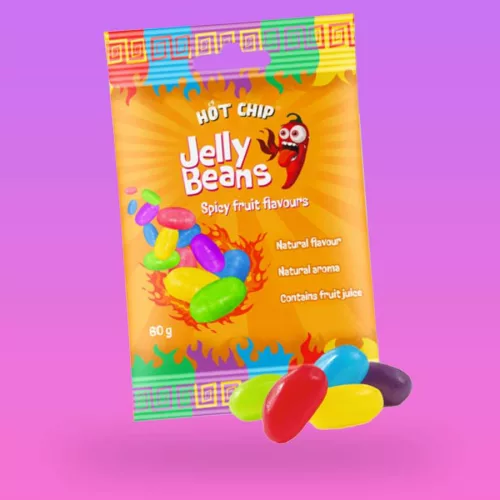 Hot Chip Jelly Beans csípős gyümölcs ízű drazsé cukorkák 60g 