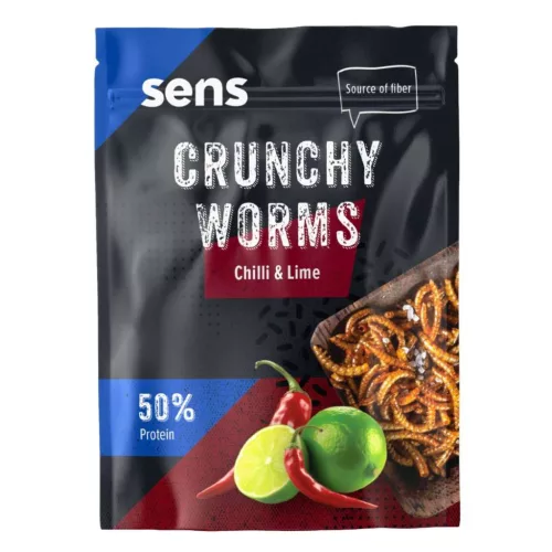 Sens Crunchy Worms Chili és Lime ízű ropogós lisztkukac snack 12g