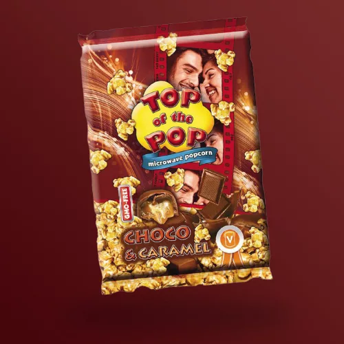 Top Of The Pop Microwave Popcorn csoki és karamell ízű popcorn 100g
