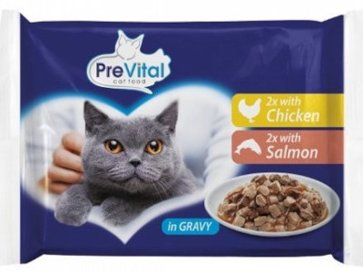 PreVital Cat alutasakos 4*100g szószos Csirke-Lazac