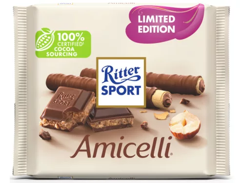 Ritter Sport 100g Amicelli- Mogyorókrémes- nápolyi darabos tej