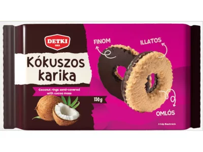 Detki 150g Vaníliás karika Kókuszos Étbevonóval