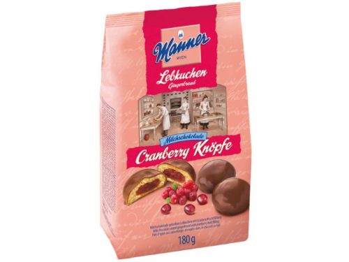 Manner Knöpfe mézeskalács Cranberry 180g