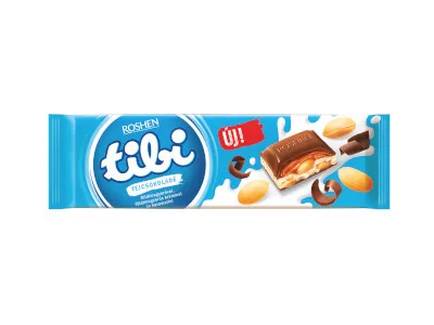 Tibi táblás 295g tejcsokoládé Földimogyoróval, Mogyorókrémmel és Karamellel