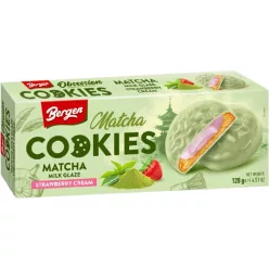 Bergen Matcha keksz 128g Epres tejkrémmel