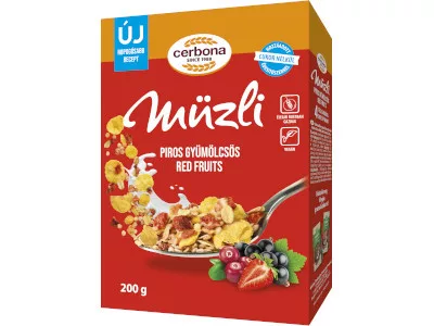 Cerbona dob.müzli 200g Piros gyümölcsös