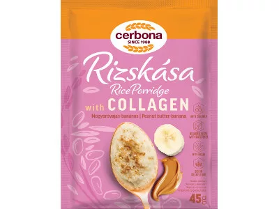 Cerbona rizskása Kollagén és Inulin 45g Földimogyoróvajas-Banános HCN édesítőszerrel
