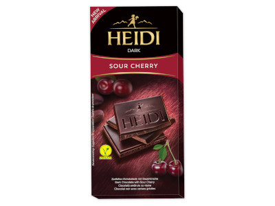 HEIDI 80g Étcsokoládé Meggydarabokkal