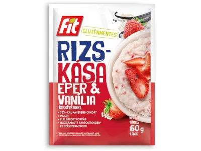 Fit reggeli rizskása 60g Eper-vanília-inulin gluténmentes -30% cukor