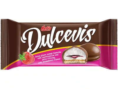 Nefis Dulcevis keksz 70g Eper zselés-pillecukros