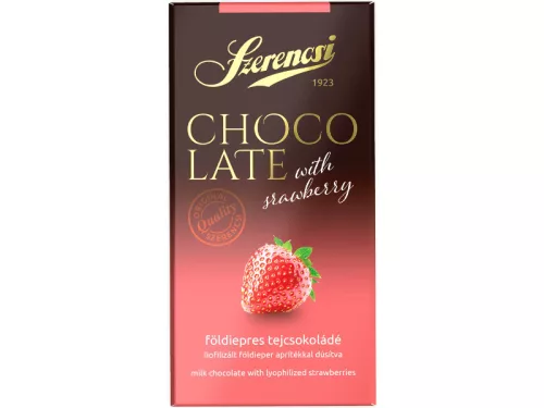 Szerencsi táblás Tej 90g Eper darabokkal